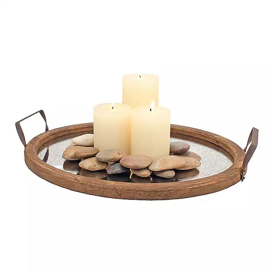 Mirrored Wood Oval Tray