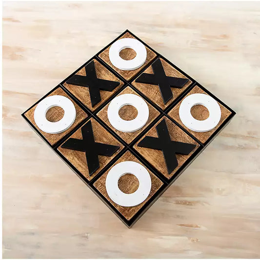 Natural Wooden Blocks Tic-Tac-Toe Tray Set