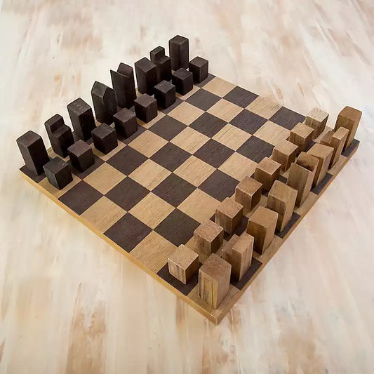 Natural Wood Modern Chess Set