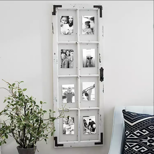 Distressed Wood and Metal Windowpane Collage Frame