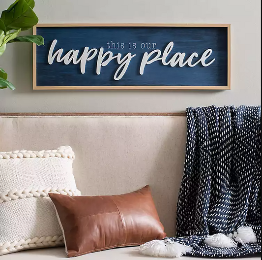 Navy This is Our Happy Place Plaque